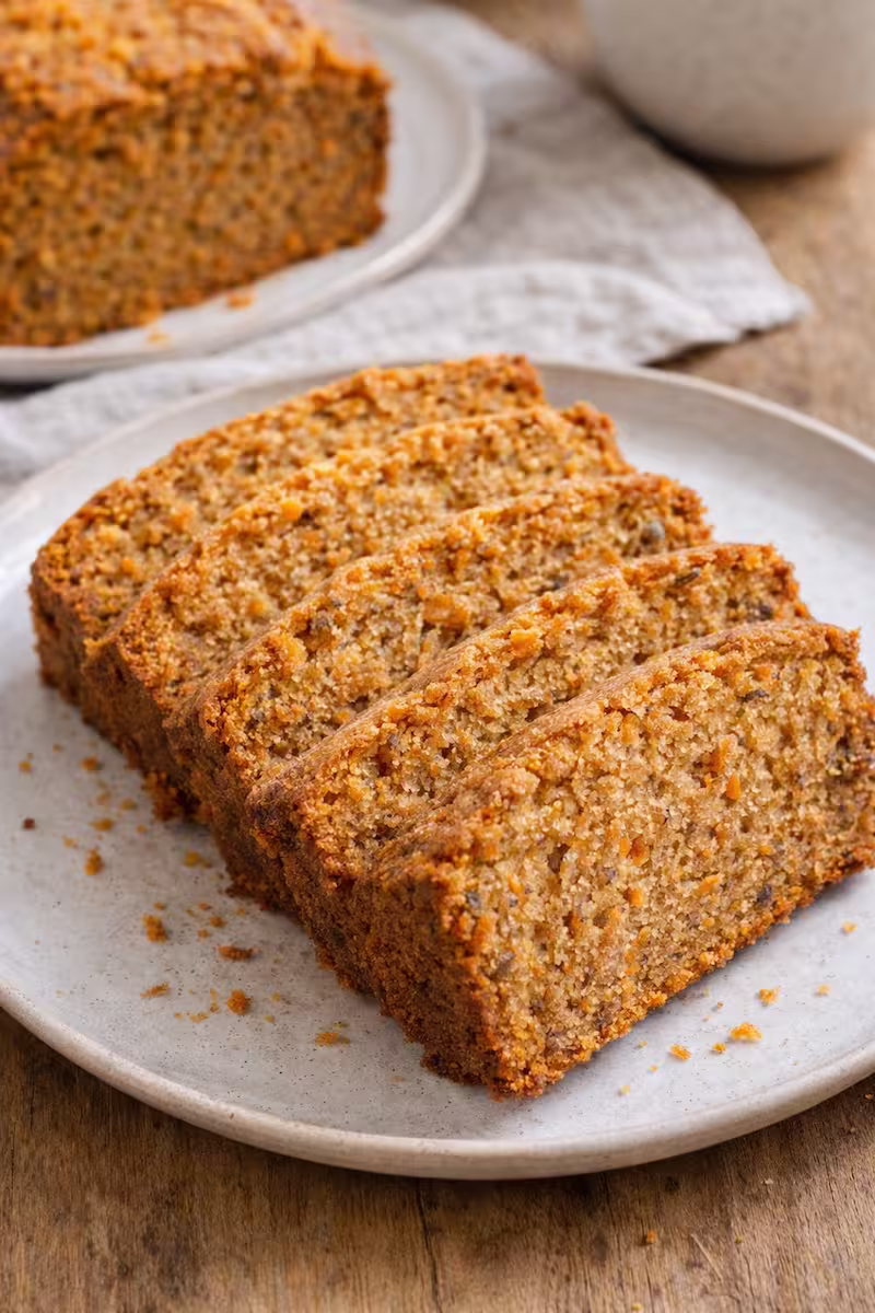 Frisch geschnittene Karottenkuchen-Scheiben Karottenkuchen in Scheiben geschnitten auf Teller