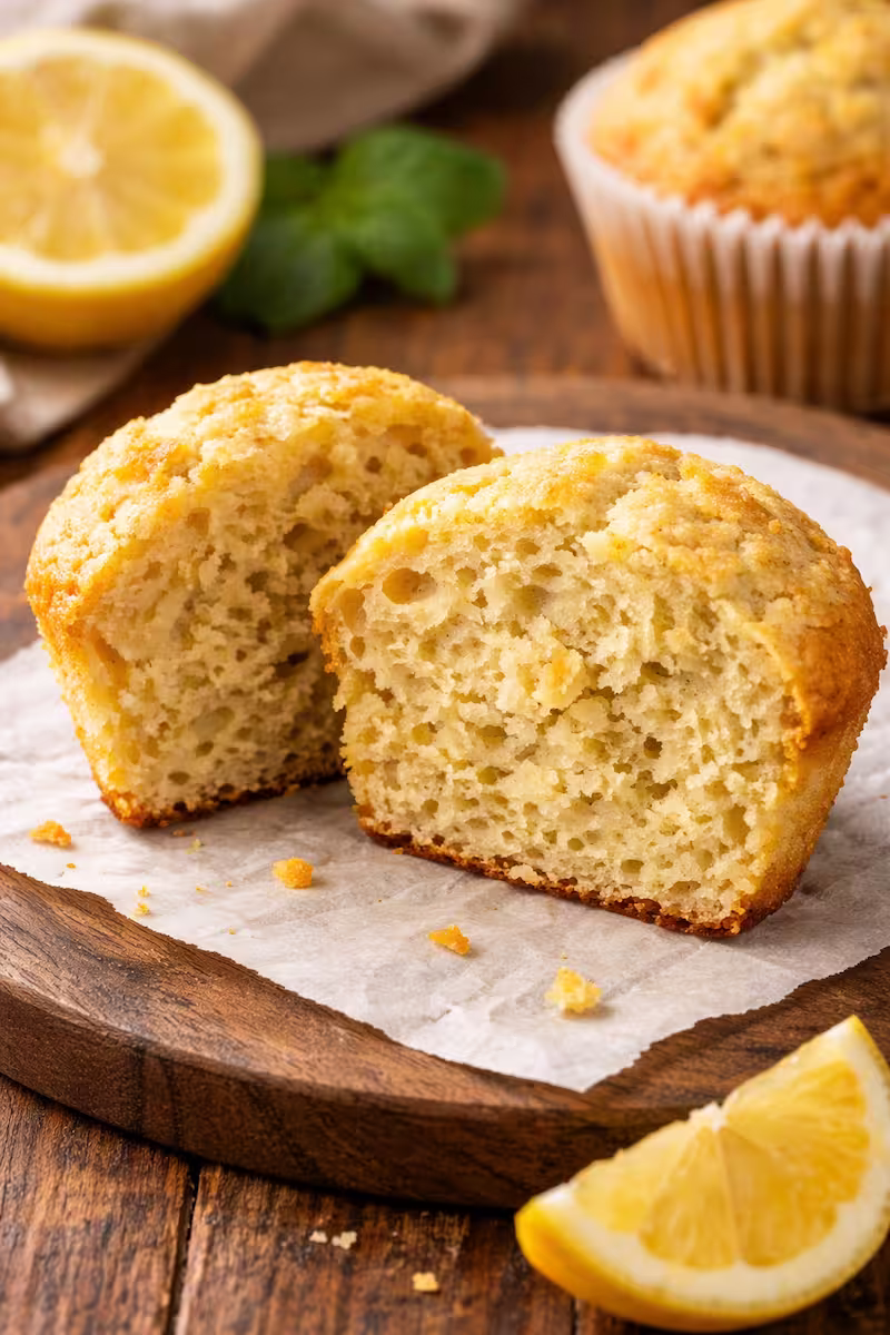 Muffin halbiert mit lockerer Krume