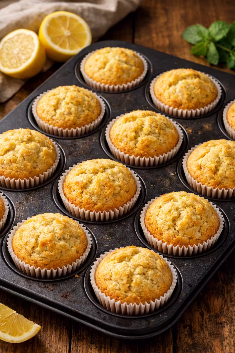 Muffins frisch aus dem Ofen auf Backblech