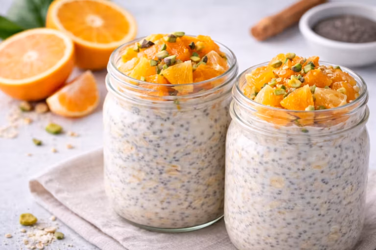 Vegane Overnight Oats mit Zitrusfrüchten