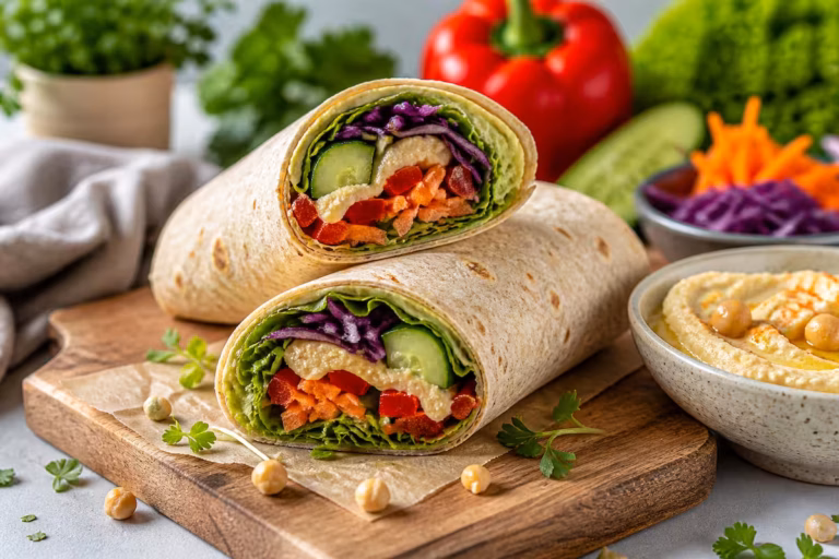 Wraps mit Hummus und Gemüse