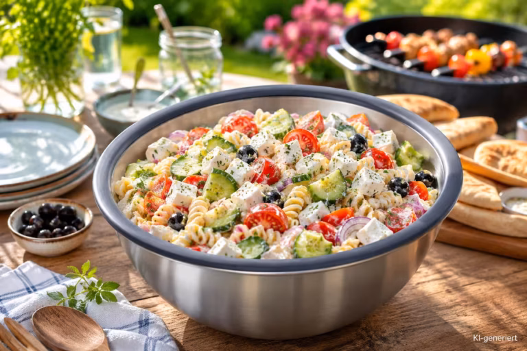 Griechischer Nudelsalat mit Feta-Dressing