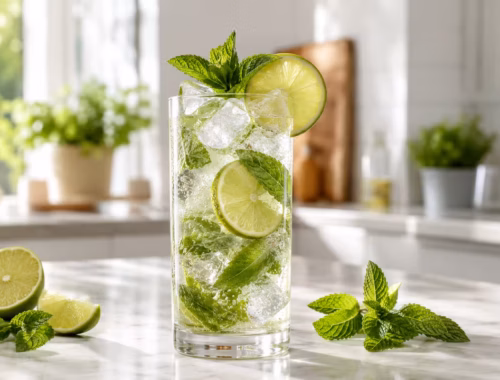 Alkoholfreier Mojito: Frischer Sommerdrink mit Minze 15 Fertiges Gericht: Alkoholfreier Mojito: Frischer Sommerdrink mit Minze
