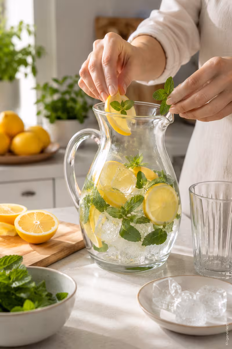 Zitronen-Minz-Limonade selber machen: Erfrischung für heiße Tage 7 Zubereitung von: Zitronen-Minz-Limonade selber machen: Erfrischung für heiße Tage