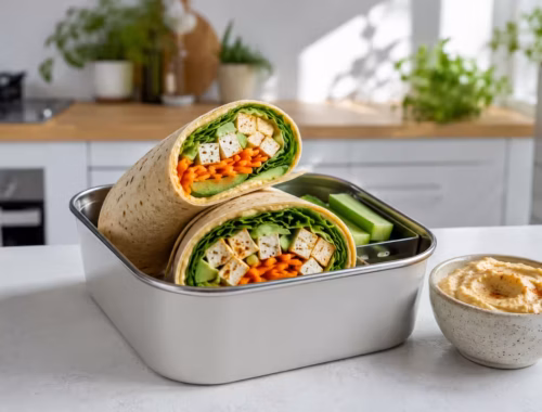 Vegane Wraps zum Vorbereiten für die Lunchbox 6 Fertiges Gericht: Vegane Wraps zum Vorbereiten für die Lunchbox