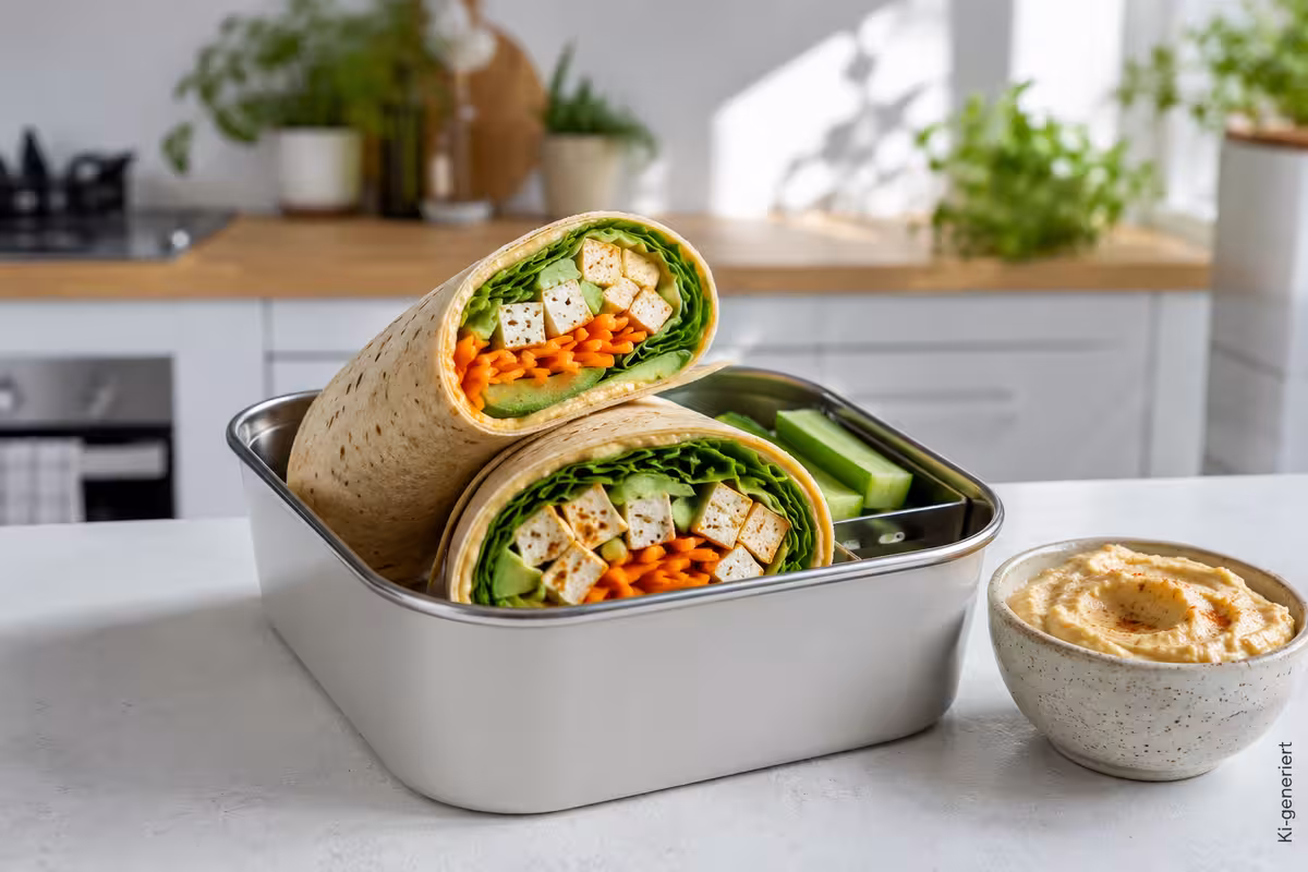 Vegane Wraps zum Vorbereiten für die Lunchbox