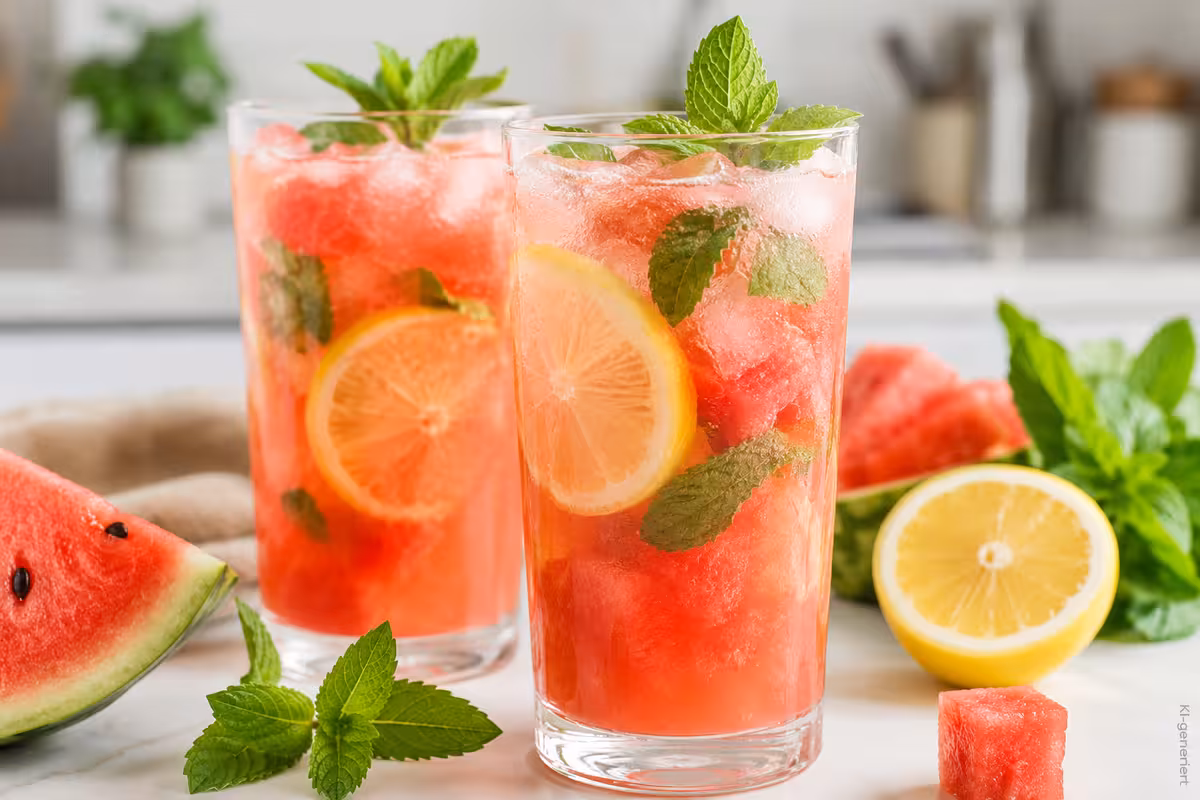 Fertiges Gericht: Fruchtige Wassermelonen Limonade für warme Tage
