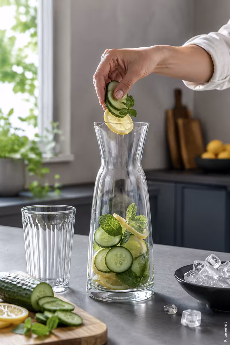 Zubereitung von: Gurkenwasser mit Zitrone und Minze selber machen