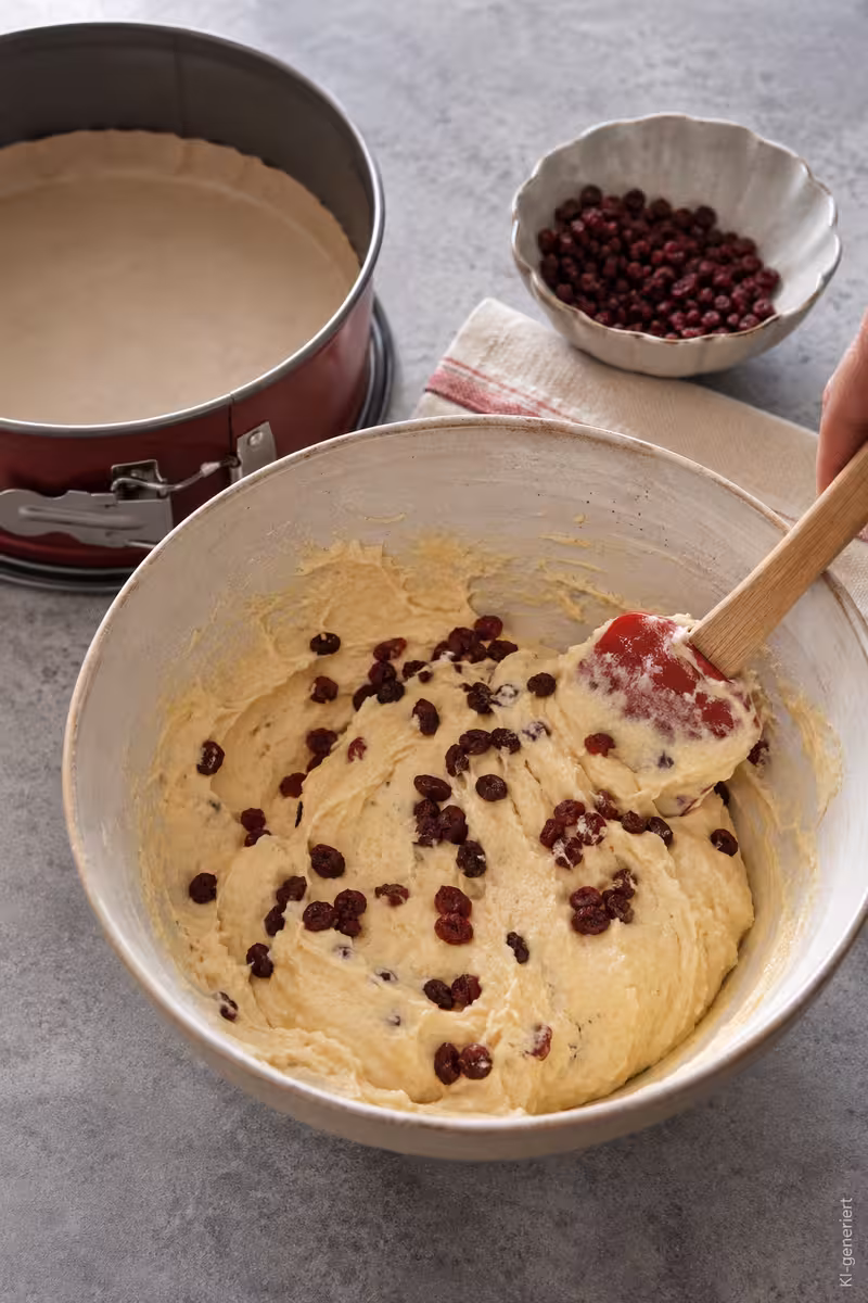 Johannisbeerkuchen mit frischen roten Johannisbeeren 7 Zubereitung von: Johannisbeerkuchen mit frischen roten Johannisbeeren