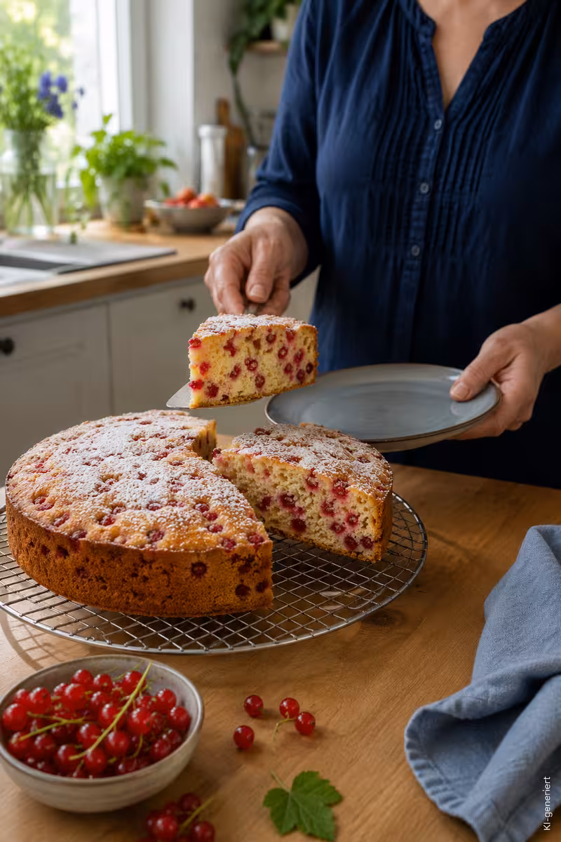 Johannisbeerkuchen mit frischen roten Johannisbeeren 8 Weitere Ansicht zu: Johannisbeerkuchen mit frischen roten Johannisbeeren