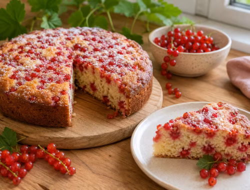 Johannisbeerkuchen mit frischen roten Johannisbeeren 20 Fertiges Gericht: Johannisbeerkuchen mit frischen roten Johannisbeeren