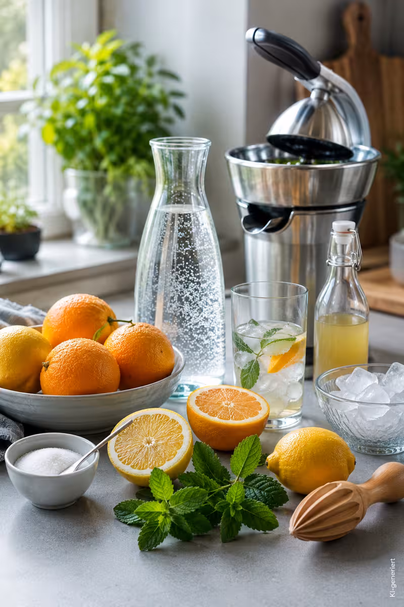 Zutaten für: Orangenlimonade selber machen – einfaches Rezept für heiße Tage