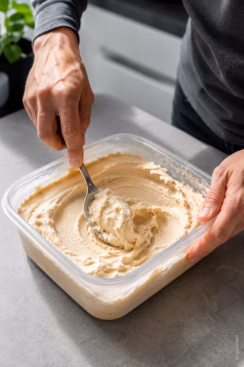 Zubereitung von: Protein-Eis ohne Zucker selber machen – ohne Eismaschine
