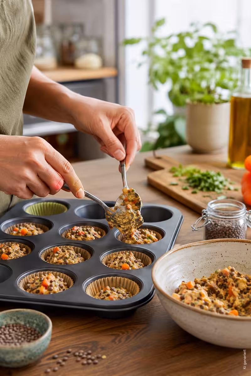 Vegane Protein Muffins für Arbeit, Schule und unterwegs 7 Zubereitung von: Vegane Protein Muffins für Arbeit, Schule und unterwegs