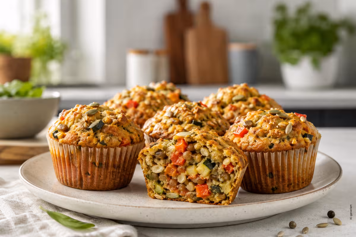 Fertiges Gericht: Vegane Protein Muffins für Arbeit, Schule und unterwegs