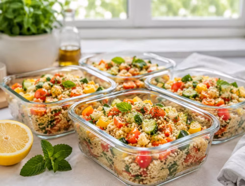 Veganes Couscous-Gemüse als Meal-Prep-Box 25 Fertiges Gericht: Veganes Couscous-Gemüse als Meal-Prep-Box