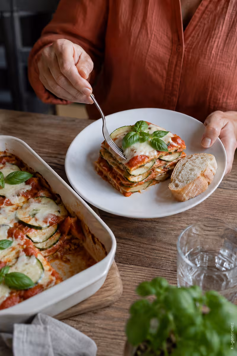 Zucchini-Tomaten-Auflauf mit Mozzarella aus dem Ofen 8 Weitere Ansicht zu: Zucchini-Tomaten-Auflauf mit Mozzarella aus dem Ofen