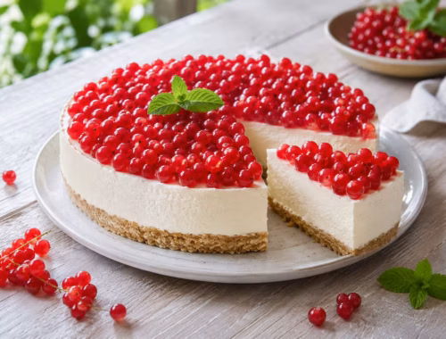 Fertiges Gericht: Einfache No-Bake-Torte mit Johannisbeeren