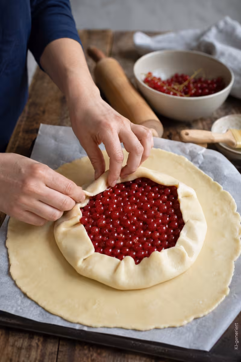 Rustikales Dessert mit Johannisbeeren und knusprigem Teigrand 7 Zubereitung von: Rustikales Dessert mit Johannisbeeren und knusprigem Teigrand