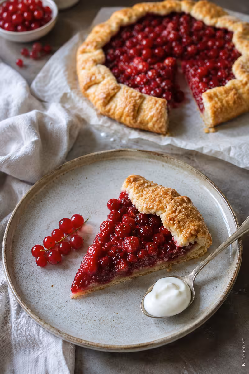 Rustikales Dessert mit Johannisbeeren und knusprigem Teigrand 8 Weitere Ansicht zu: Rustikales Dessert mit Johannisbeeren und knusprigem Teigrand