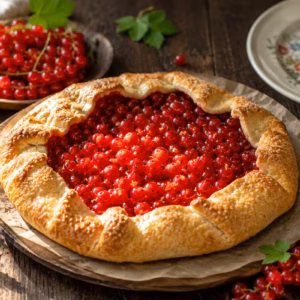 Rustikales Dessert mit Johannisbeeren und knusprigem Teigrand 7 Fertiges Gericht: Rustikales Dessert mit Johannisbeeren und knusprigem Teigrand