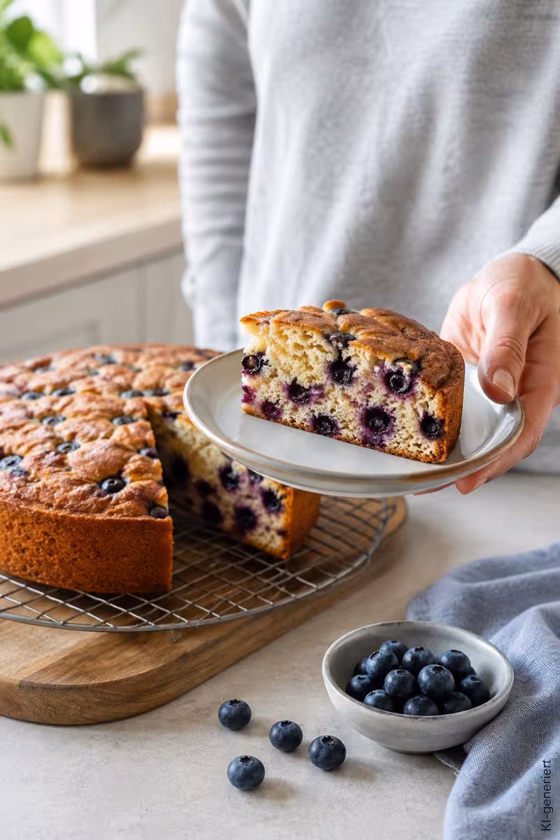 Saftiger Blaubeerkuchen mit frischen Beeren 8 Weitere Ansicht zu: Saftiger Blaubeerkuchen mit frischen Beeren