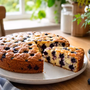 Saftiger Blaubeerkuchen mit frischen Beeren 7 Fertiges Gericht: Saftiger Blaubeerkuchen mit frischen Beeren