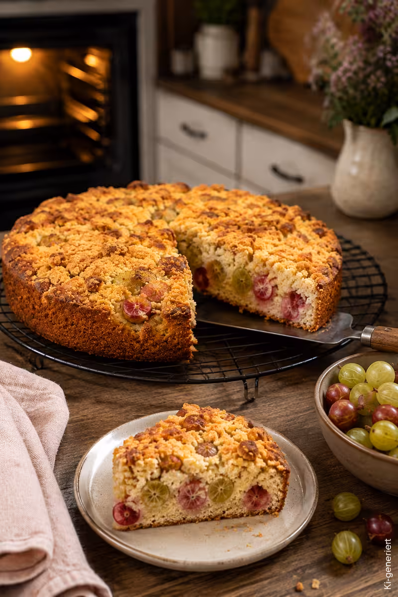 Stachelbeerkuchen mit Streuseln 8 Weitere Ansicht zu: Stachelbeerkuchen mit Streuseln