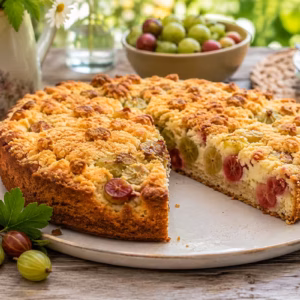 Fertiges Gericht: Stachelbeerkuchen mit Streuseln