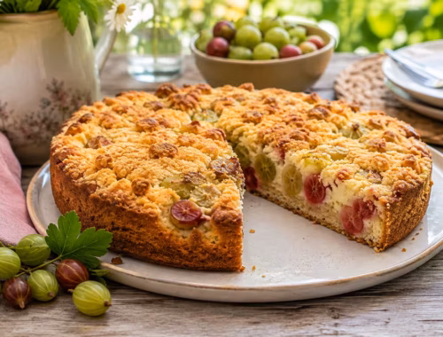 Stachelbeerkuchen mit Streuseln 50 Fertiges Gericht: Stachelbeerkuchen mit Streuseln