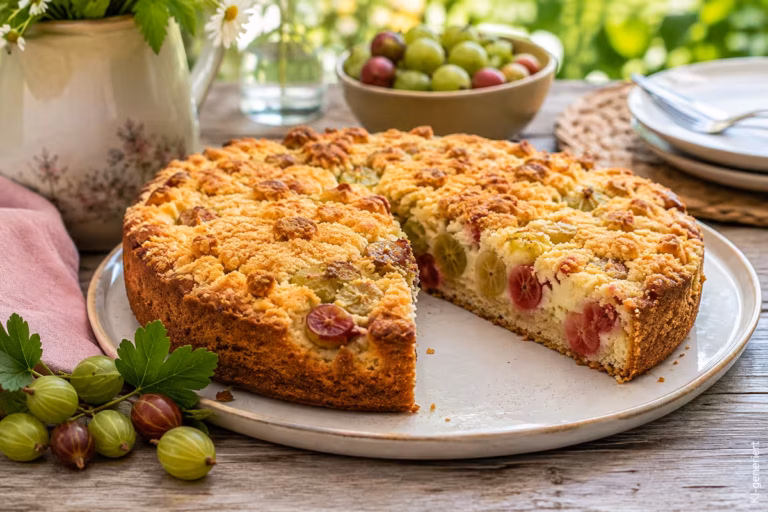 Stachelbeerkuchen mit Streuseln