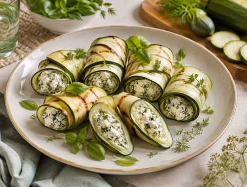 Zucchini-Rollen mit cremiger Kräuterfüllung 30 Fertiges Gericht: Zucchini-Rollen mit cremiger Kräuterfüllung