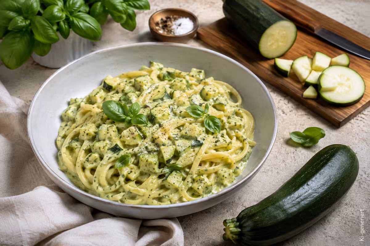 Zucchini-Sauce ohne Sahne: cremig, einfach und lecker 2 Fertiges Gericht: Zucchini-Sauce ohne Sahne: cremig, einfach und lecker