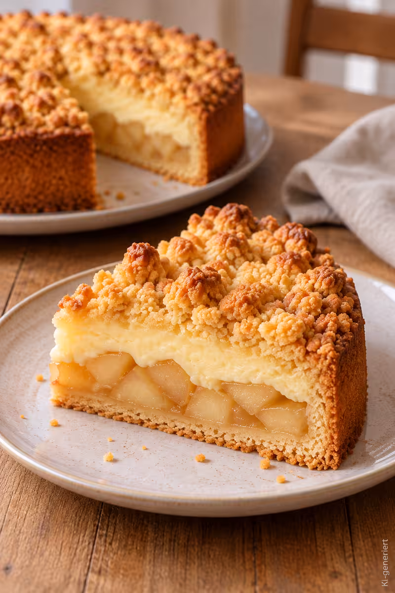 Weitere Ansicht zu: Saftiger Apfelkuchen mit Vanillepudding für den Herbst
